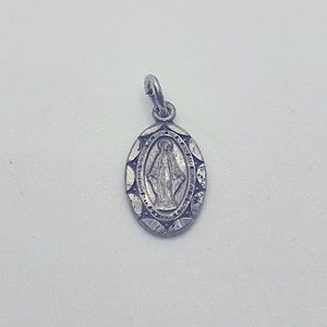 Sterling Miraculous Mary pendant charm tiny cute little baby